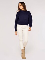 Apricot Blue One Big Pocket Boxy Crop Jumper - Image 2 of 4