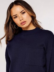 Apricot Blue One Big Pocket Boxy Crop Jumper - Image 4 of 4