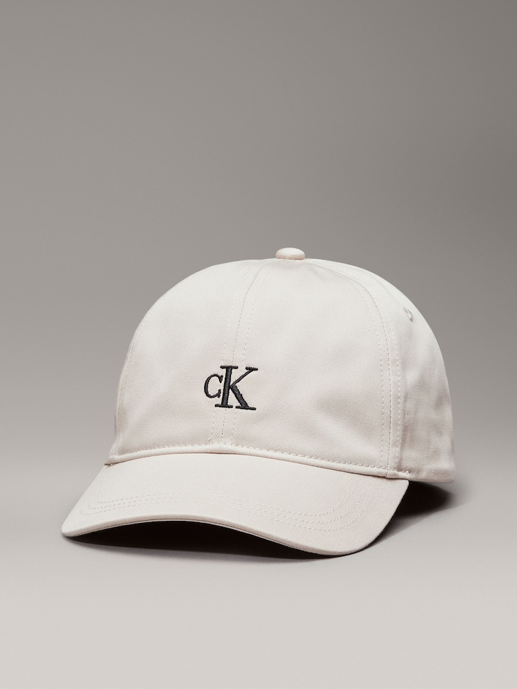 Calvin Klein Grey Monogram 100% Cotton Baseball Cap - Image 1 of 4