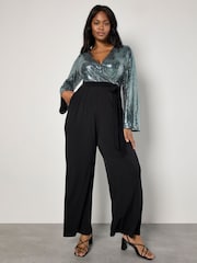 Apricot Black Mirror Sequin Contrast Jumpsuit - Image 2 of 5