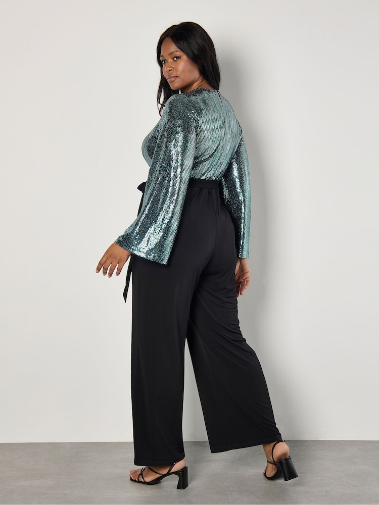 Apricot Black Mirror Sequin Contrast Jumpsuit - Image 5 of 5