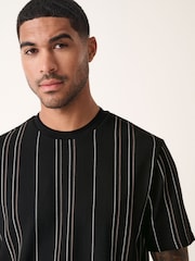 Black Smart Vertical Stripe T-Shirt - Image 1 of 8