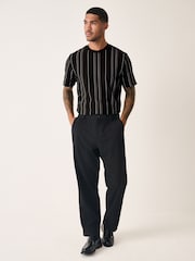 Black Smart Vertical Stripe T-Shirt - Image 2 of 8