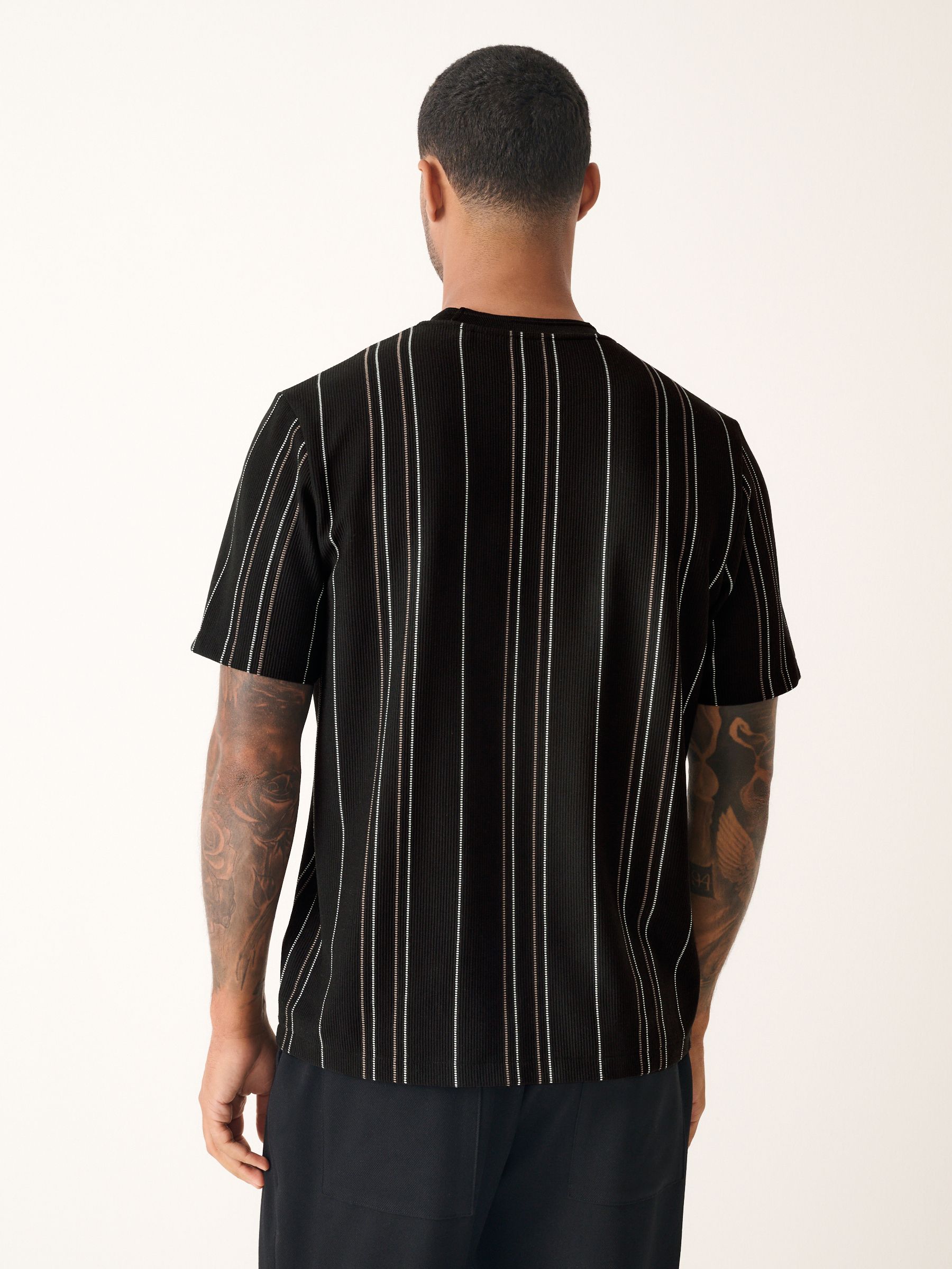 Buy Black Smart Vertical Stripe T-Shirt from Next USA