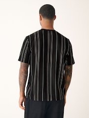 Black Smart Vertical Stripe T-Shirt - Image 3 of 8
