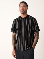 Black Smart Vertical Stripe T-Shirt - Image 4 of 8