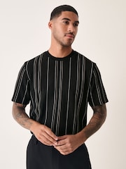 Black Smart Vertical Stripe T-Shirt - Image 5 of 8