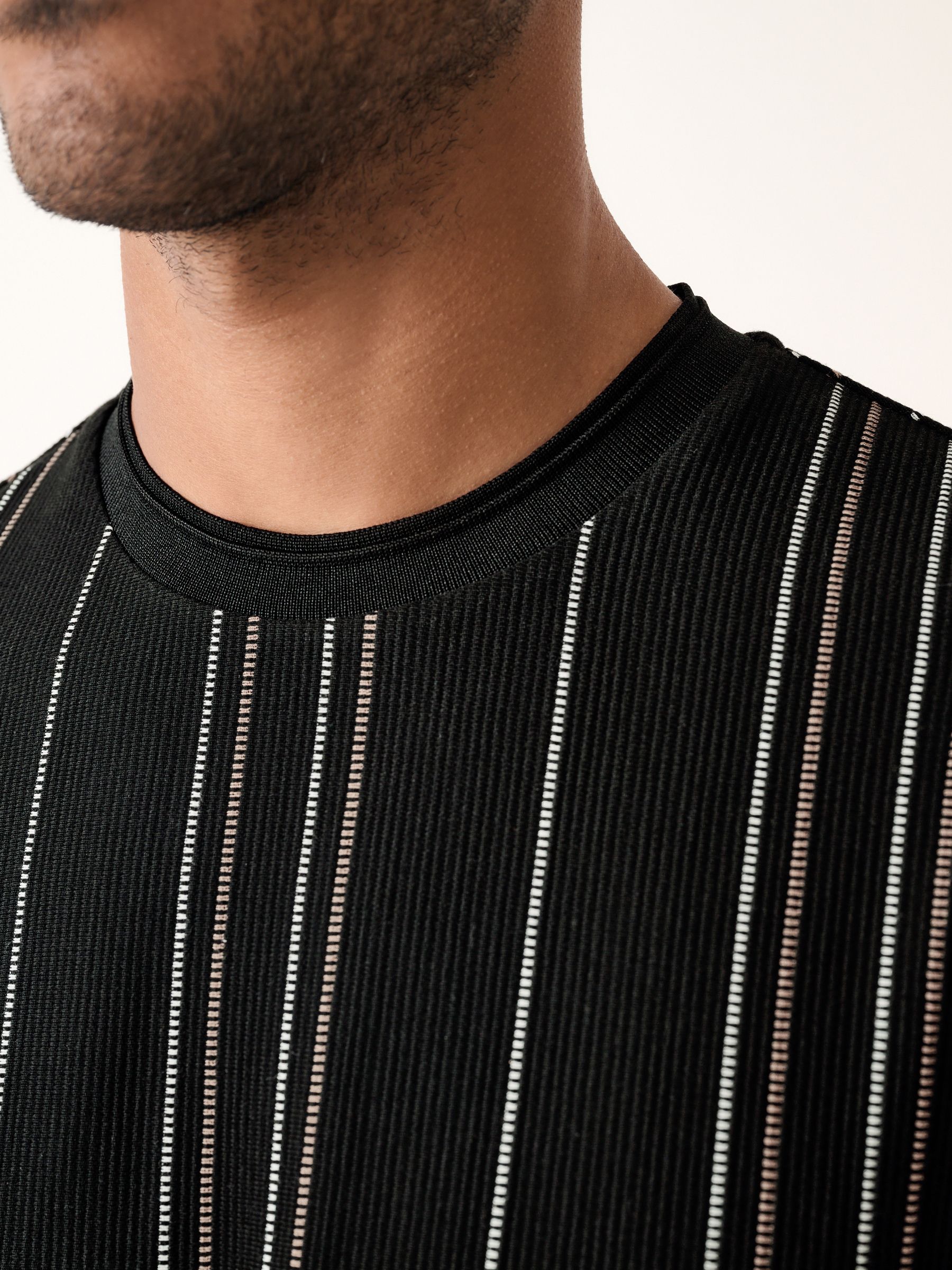 Buy Black Smart Vertical Stripe T-Shirt from Next USA