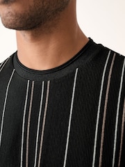 Black Smart Vertical Stripe T-Shirt - Image 6 of 8