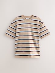 Neutral Relaxed Fit Stripe Heavyweight 100% Cotton T-Shirt - Image 1 of 3