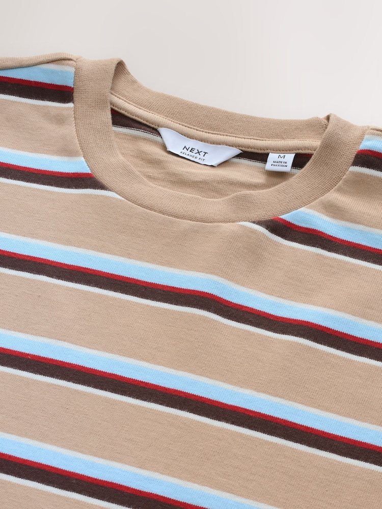 Neutral Relaxed Fit Stripe Heavyweight 100% Cotton T-Shirt - Image 3 of 3