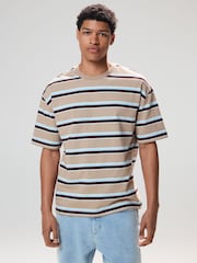 Neutro - Camiseta listrada listrada, pesada, 100% algodão - Imagem 4 de 8