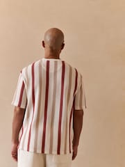 Red/White Textured Vertical Stripe T-Shirt - Image 6 of 10
