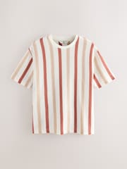 Red/White Textured Vertical Stripe T-Shirt - Image 9 of 10