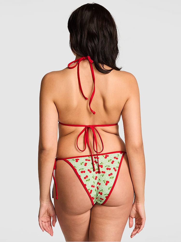 Victoria's Secret PINK Cherry Hearts Green Cape May Triangle Bikini Top - Image 2 of 4