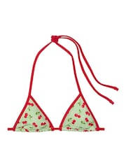 Victoria's Secret PINK Cherry Hearts Green Cape May Triangle Bikini Top - Image 4 of 4