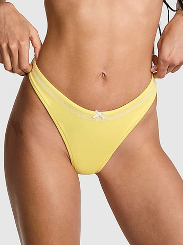 Victoria's Secret PINK Popcorn Yellow Thong Rosemary Itsy Bikini Bottoms - Image 1 of 4