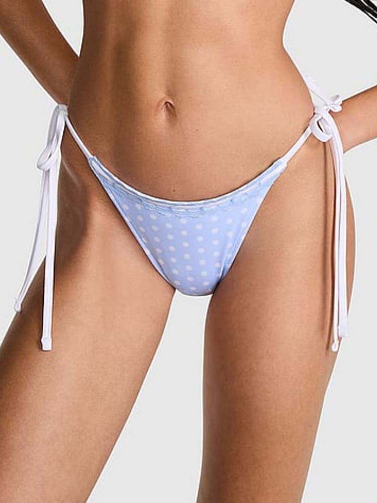 Victoria's Secret PINK Dottie Blue Tie Side Rosemary Itsy Bikini Bottoms - Image 1 of 4