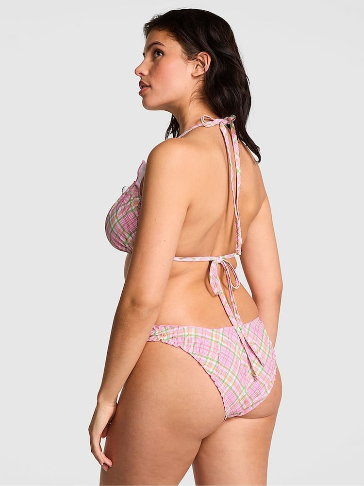 Victoria's Secret PINK Strawberry Plaid Pink Reign Triangle Bikini Top - Image 2 of 4
