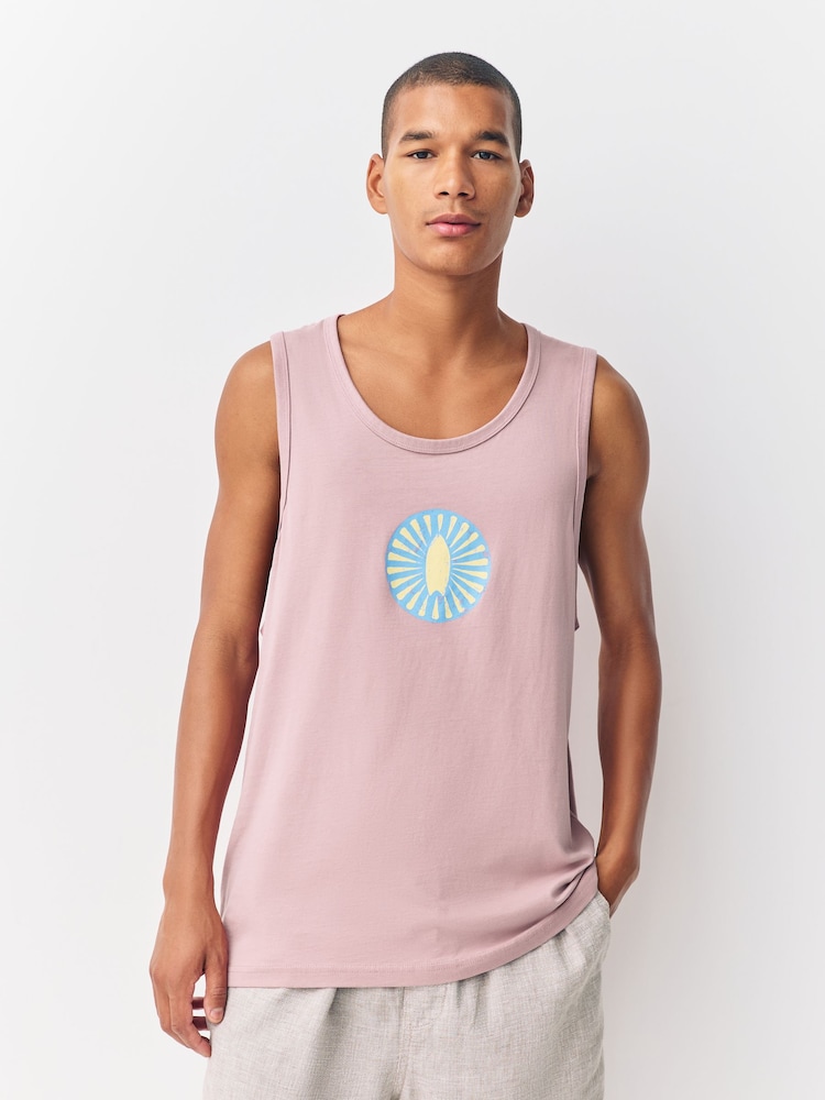 Blue/Pink/Yellow Graphic Print 100% Cotton Vests 3 Pack - Image 2 of 6 Blue/Pink/Yellow Graphic Print 100% Cotton Vests 3 Pack - Image 2 of 6