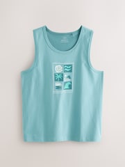 Blue/Pink/Yellow Graphic Print 100% Cotton Vests 3 Pack - Image 3 of 6