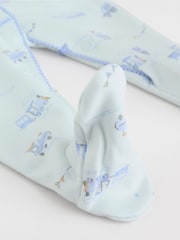 White/Blue Baby Embroidered Sleepsuits 3 Pack - Image 11 of 14