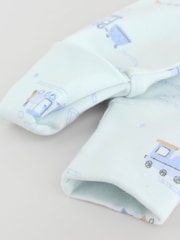 White/Blue Baby Embroidered Sleepsuits 3 Pack - Image 13 of 14