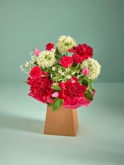 Red Peony and Rose Fresh Flower Bouquet in Gift Bag - Image 1 of 4