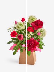 Red Peony and Rose Fresh Flower Bouquet in Gift Bag - Image 2 of 4