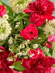 Red Peony and Rose Fresh Flower Bouquet in Gift Bag - Image 3 of 4