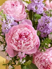Pink Peony and Mathiola Fresh Flower Bouquet in Gift Bag - Image 2 of 4