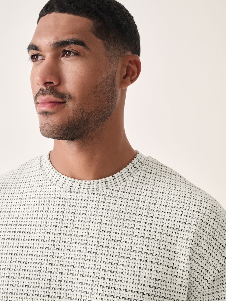 Ecru Casual Textured T-Shirt - Image 1 of 8 Ecru Casual Textured T-Shirt - Image 1 of 8