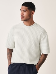 Ecru Casual Textured T-Shirt - Image 4 of 5