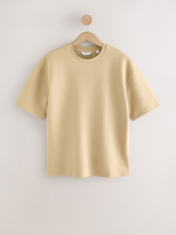 Ecru Smart Textured T-Shirt - Image 1 of 7 Ecru Smart Textured T-Shirt - Image 1 of 7