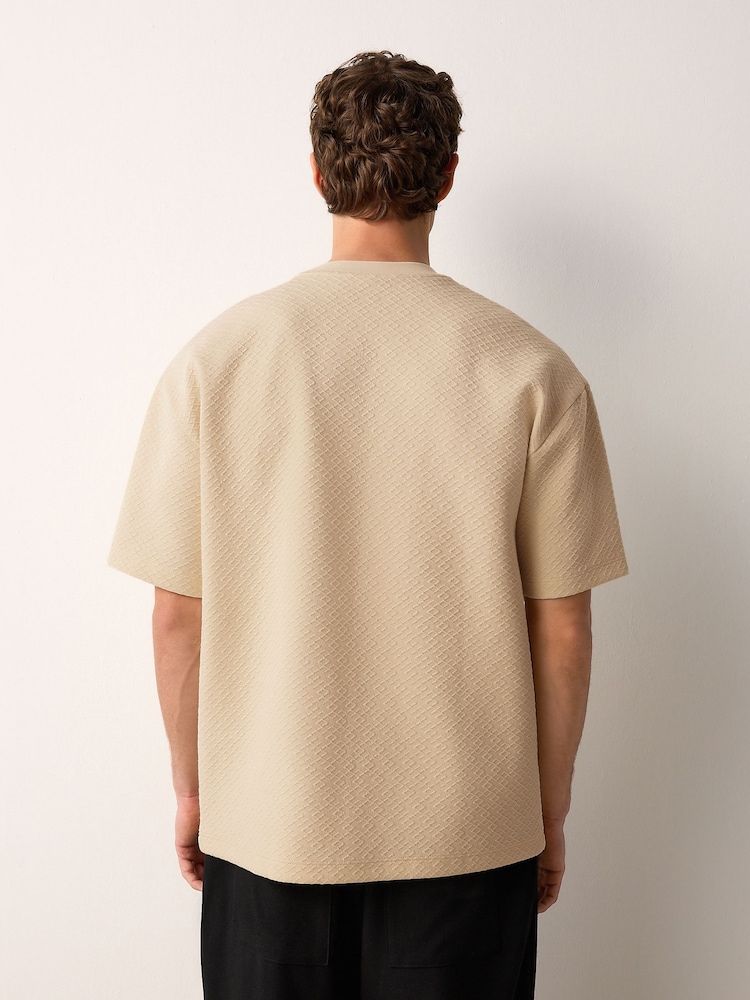 Ecru Smart Textured T-Shirt - Image 2 of 7 Ecru Smart Textured T-Shirt - Image 2 of 7