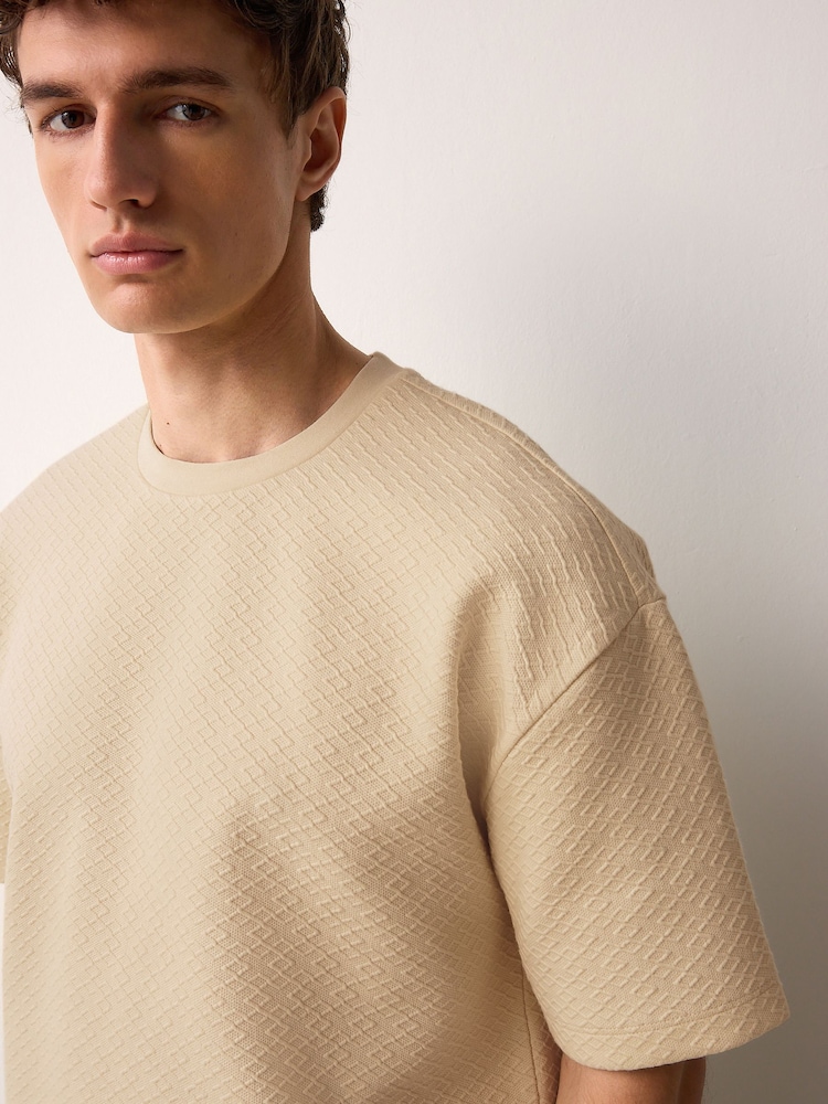 Ecru Smart Textured T-Shirt - Image 4 of 7