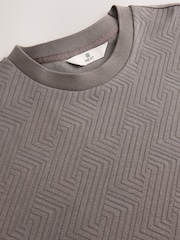 Neutral Mushroom Slim Fit Smart Textured T-Shirt - Image 8 of 8