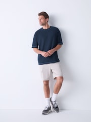 Blue Contrast Stitch Textured T-Shirt - Image 2 of 8