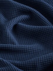 Blue Contrast Stitch Textured T-Shirt - Image 7 of 8