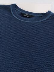 Blue Contrast Stitch Textured T-Shirt - Image 8 of 8