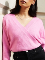 Threadbare Pink Wrap Front Knitted Jumper - Image 4 of 4