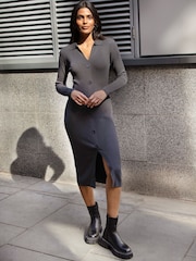 Threadbare Grey Ribbed Cardigan Style Dress - Image 1 of 3