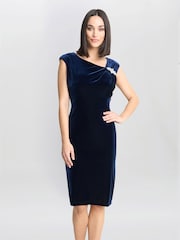 Gina Bacconi – Justine – ärmelloses Samtkleid mit Borte, Blau - Bild 1 von 5