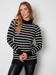 Threadbare Black Crew Neck Rib Jumper - Image 1 of 4