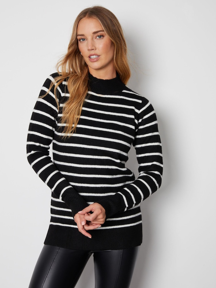 Threadbare Black Crew Neck Rib Jumper - Image 1 of 4