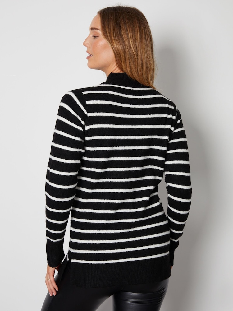 Threadbare Black Crew Neck Rib Jumper - Image 2 of 4