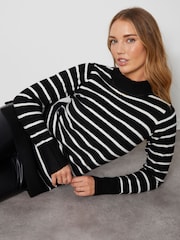 Threadbare Black Crew Neck Rib Jumper - Image 3 of 4