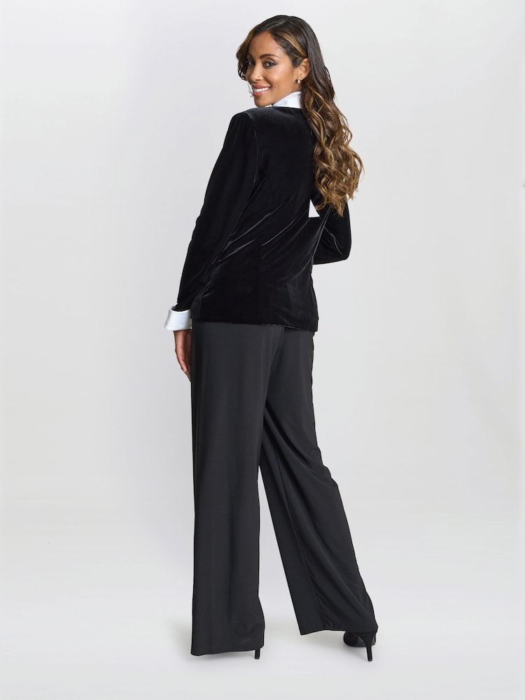 Gina Bacconi Svart Connie Velvet Contrast Twinset Jacka - Bild 2 av 7
