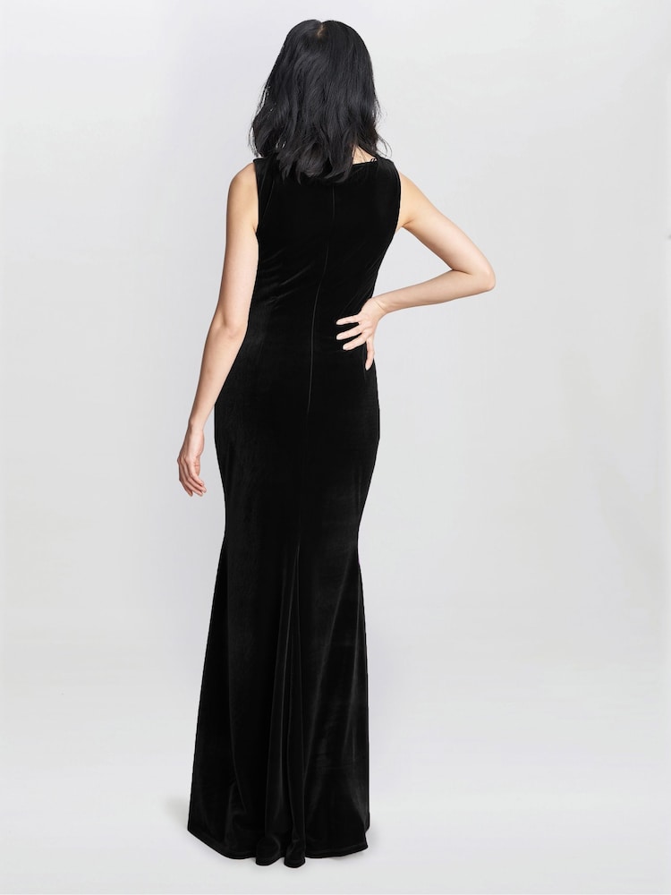 Черный - Gina Bacconi Selena Velvet Maxi Dress - Image 2 of 5