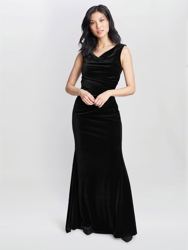 chinese dress ladies Strapless Velvet Cocktail Dress 6 / Noir main image 1